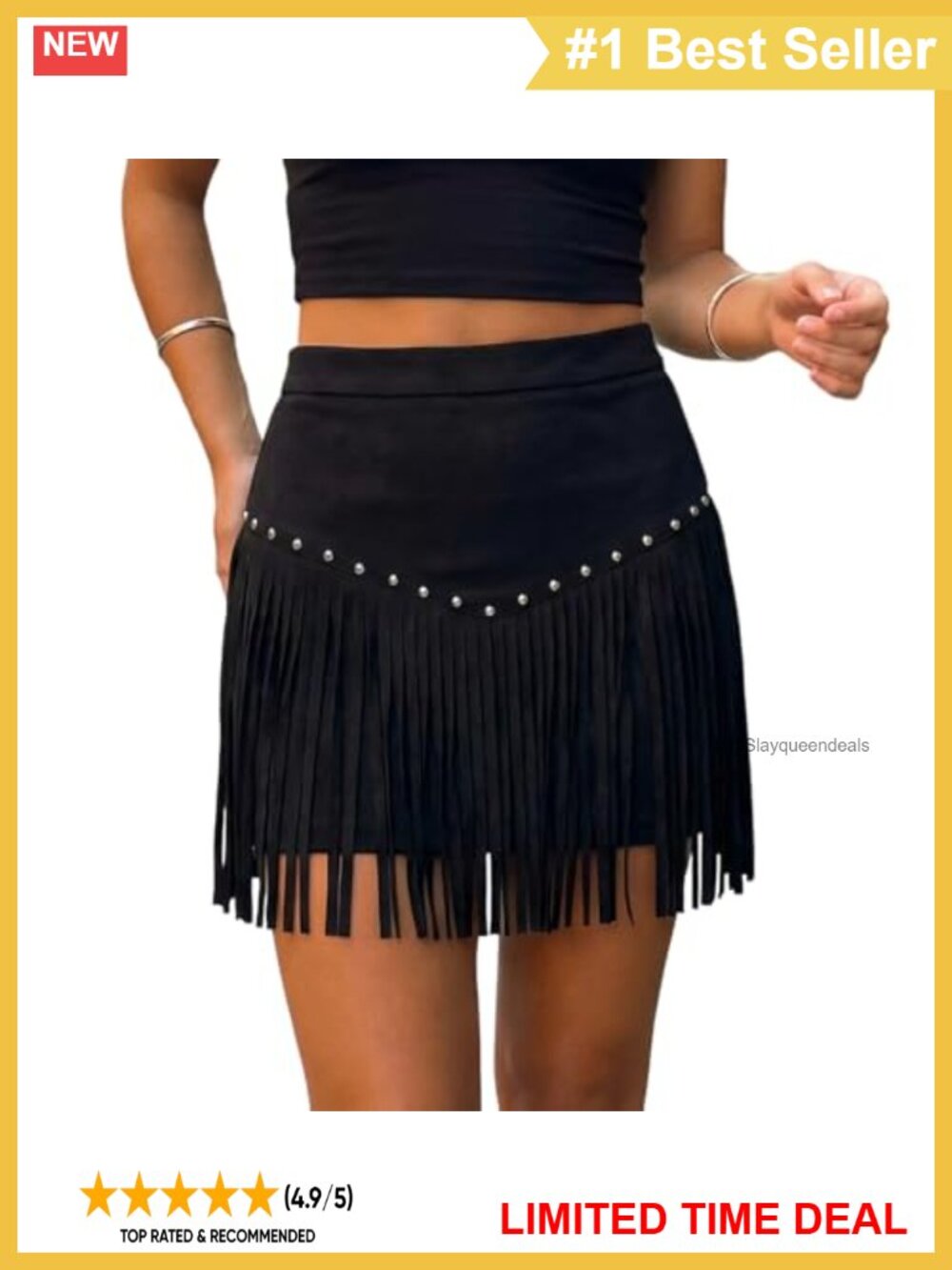 Faux Suede Fringe Mini Skirt High Rise A-Line Cowgirl Concert Skirt